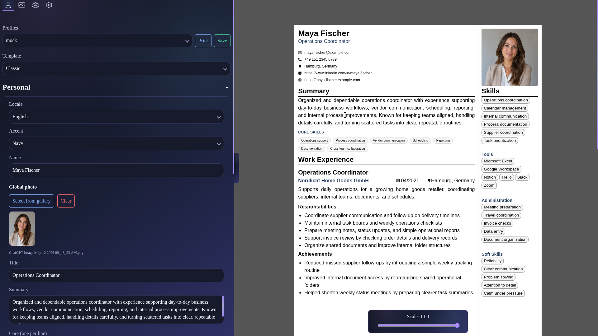 Build your resume. Keep control. Free on the web and private, offline-capable on desktop.